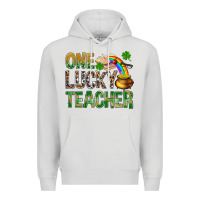 Dove Grey One Lucky Teacher St. Patricks Premium Hoodie - BundleAndBundleShop