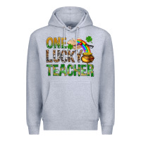 Heather Grey One Lucky Teacher St. Patricks Premium Hoodie - BundleAndBundleShop
