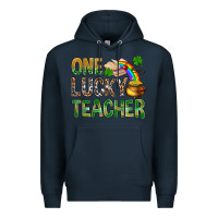 Navy One Lucky Teacher St. Patricks Premium Hoodie - BundleAndBundleShop