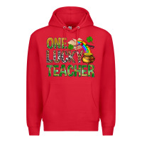 Red One Lucky Teacher St. Patricks Premium Hoodie - BundleAndBundleShop