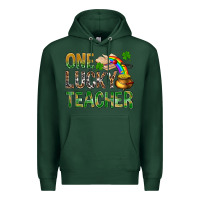 Sports Green One Lucky Teacher St. Patricks Premium Hoodie - BundleAndBundleShop