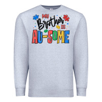 Heather Grey my brother is ausome autism Premium Sweatshirt - MaliasSmallBusiness