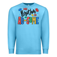 Ocean Blue my brother is ausome autism Premium Sweatshirt - MaliasSmallBusiness