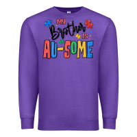 Purple my brother is ausome autism Premium Sweatshirt - MaliasSmallBusiness