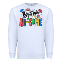 White my brother is ausome autism Premium Sweatshirt - MaliasSmallBusiness