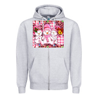 Heather Grey pink snowgirls Zipper Hoodie - AdoDesignShop