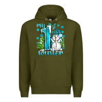 Army Green My 1 St Winter With Cute Snowman Premium Hoodie - BundleAndBundleShop