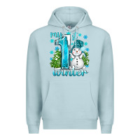 Blue Mist My 1 St Winter With Cute Snowman Premium Hoodie - BundleAndBundleShop