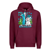 Burgundy My 1 St Winter With Cute Snowman Premium Hoodie - BundleAndBundleShop
