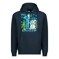 Navy My 1 St Winter With Cute Snowman Premium Hoodie - BundleAndBundleShop
