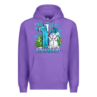 Purple My 1 St Winter With Cute Snowman Premium Hoodie - BundleAndBundleShop