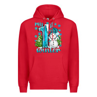 Red My 1 St Winter With Cute Snowman Premium Hoodie - BundleAndBundleShop