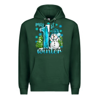 Sports Green My 1 St Winter With Cute Snowman Premium Hoodie - BundleAndBundleShop