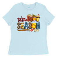 Baby Blue tis the season softball Ladies Tee - AdoDesignShop