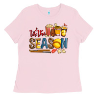 Bubblegum Pink tis the season softball Ladies Tee - AdoDesignShop