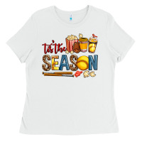 White tis the season softball Ladies Tee - AdoDesignShop