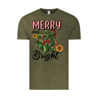 Vintage Olive merry and bright with cactus Vintage Tee - RanaPortraitStore