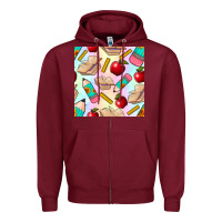 Burgundy school seamless pattern Zipper Hoodie - BundleAndBundleShop