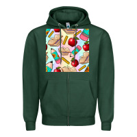 Sports Green school seamless pattern Zipper Hoodie - BundleAndBundleShop