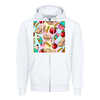 White school seamless pattern Zipper Hoodie - BundleAndBundleShop