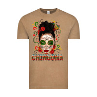 Vintage Coffee Mexicana Skull Girl Messy Bun Vintage Tee - texasbilliewilder