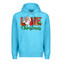 Ocean Blue Love Christmas With Santa Premium Hoodie - BundleAndBundleShop