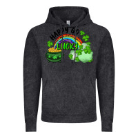 Vintage Black Happy Go Lucky Rainbow Shamrocks And Pot Of Gold Vintage Hoodie - RanaPortraitStore