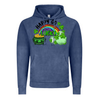 Vintage Denim Happy Go Lucky Rainbow Shamrocks And Pot Of Gold Vintage Hoodie - RanaPortraitStore
