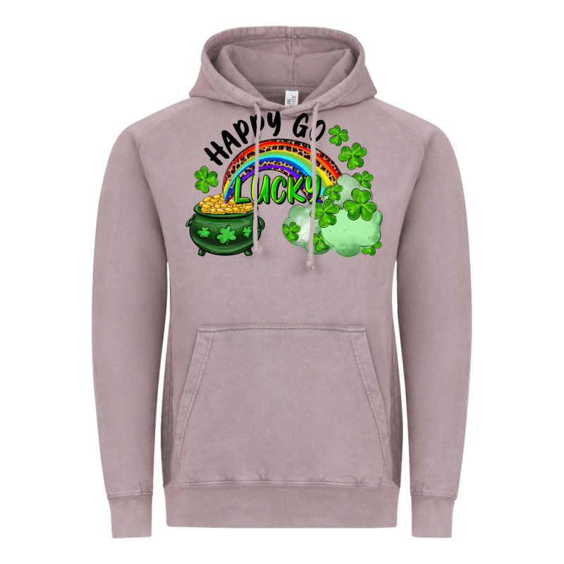 Happy Go Lucky Rainbow Shamrocks And Pot Of Gold Vintage Hoodie by RanaPortraitStore | Teevron