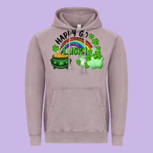 Happy Go Lucky Rainbow Shamrocks And Pot Of Gold Vintage Hoodie Designed By Ranaportraitstore