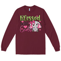 Burgundy blessed with girls Long Sleeve Tee - JahusDesignShop