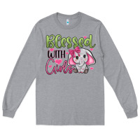 Heather Grey blessed with girls Long Sleeve Tee - JahusDesignShop