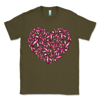 Army Green breast cancer ribbon heart Classic Tee - AdoDesignShop