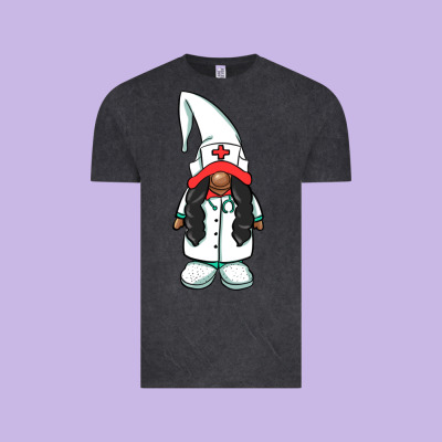 African American Nurse Gnome Vintage Tee Designed By Barkaloodesign