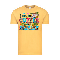 Vintage Mustard i run on coffee and sarcasm Vintage Tee - Zillion Design Studio