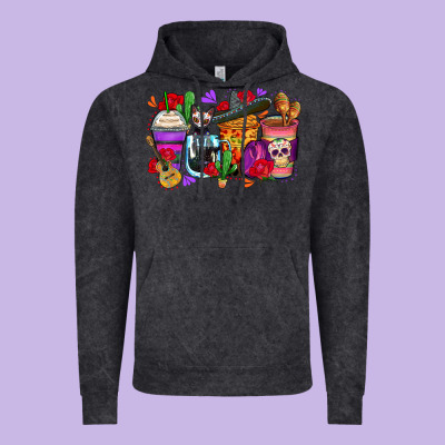 Day Of The Dead Coffee Cups Vintage Hoodie Designed By Zillion Design Studio