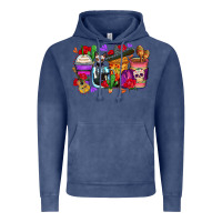 Vintage Denim day of the dead coffee cups Vintage Hoodie - Zillion Design Studio
