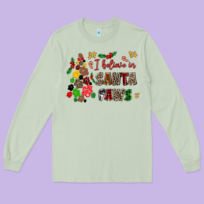 I Believe In Santa Paws Long Sleeve Tee Designed By Adodesignshop