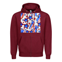 Burgundy 4th of july flip flops seamless pattern Zipper Hoodie - BundleAndBundleShop