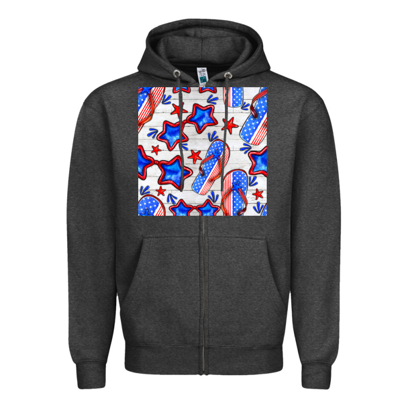 4th Of July Flip Flops Seamless Pattern Zipper Hoodie by BundleAndBundleShop | Teevron
