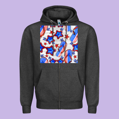 4th Of July Flip Flops Seamless Pattern Zipper Hoodie Designed By Bundleandbundleshop