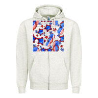 Oatmeal Heather 4th of july flip flops seamless pattern Zipper Hoodie - BundleAndBundleShop