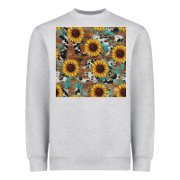 Western Sunflowers Turquoise Cowhide Seamless Background Heavyweight Sweatshirt | Teevron