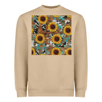 Mushroom western sunflowers turquoise cowhide seamless background Heavyweight Sweatshirt - RanaPortraitStore