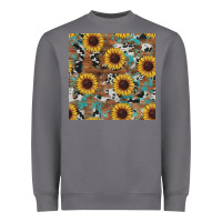 Storm western sunflowers turquoise cowhide seamless background Heavyweight Sweatshirt - RanaPortraitStore