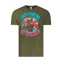 Vintage Olive i hate everyone but coffee helps Vintage Tee - Zillion Design Studio