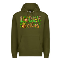 Army Green St. Patricks day lucky vibes Premium Hoodie - BundleAndBundleShop