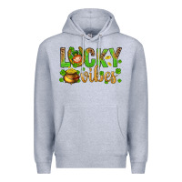 Heather Grey St. Patricks day lucky vibes Premium Hoodie - BundleAndBundleShop