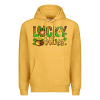 Mustard St. Patricks day lucky vibes Premium Hoodie - BundleAndBundleShop