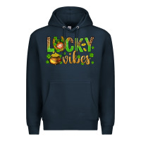 Navy St. Patricks day lucky vibes Premium Hoodie - BundleAndBundleShop